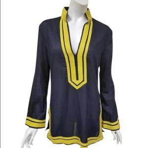Navy Blue with Marigold Yellow Trim Classic Tunic